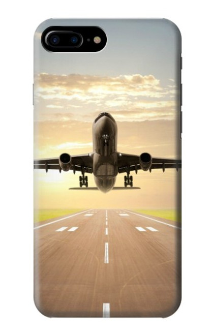 W3837 Airplane Take off Sunrise Hard Case and Leather Flip Case For iPhone 7 Plus, iPhone 8 Plus