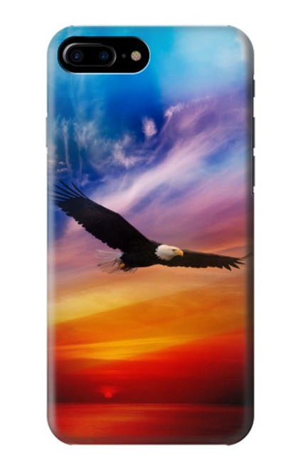 W3841 Bald Eagle Flying Colorful Sky Hard Case and Leather Flip Case For iPhone 7 Plus, iPhone 8 Plus