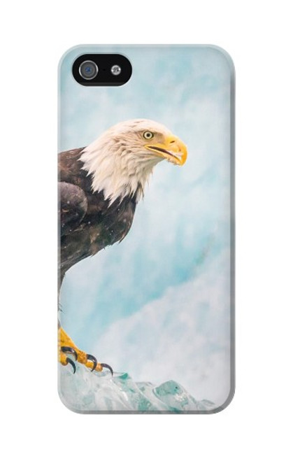 W3843 Bald Eagle On Ice Hard Case and Leather Flip Case For iPhone 5 5S SE