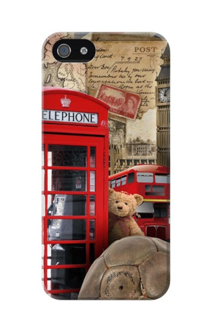 W3856 Vintage London British Hard Case and Leather Flip Case For iPhone 5 5S SE