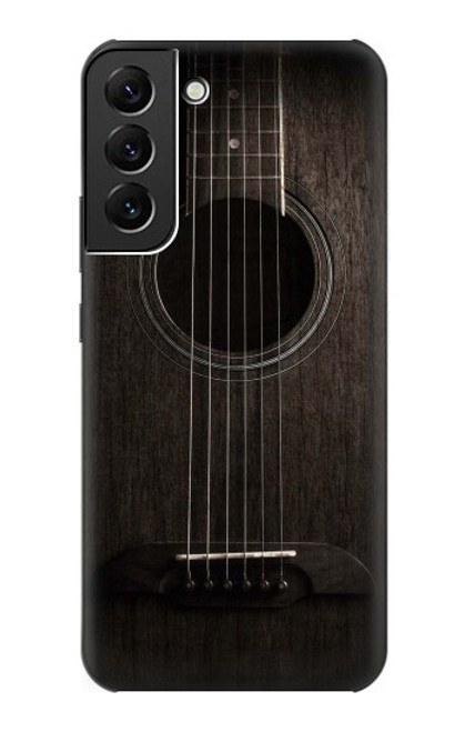W3834 Old Woods Black Guitar Hard Case and Leather Flip Case For Samsung Galaxy S22 Plus