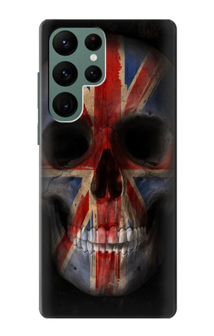 W3848 United Kingdom Flag Skull Hard Case and Leather Flip Case For Samsung Galaxy S22 Ultra