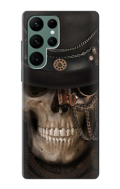 W3852 Steampunk Skull Hard Case and Leather Flip Case For Samsung Galaxy S22 Ultra