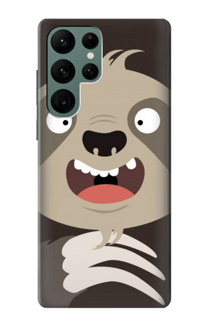 W3855 Sloth Face Cartoon Hard Case and Leather Flip Case For Samsung Galaxy S22 Ultra