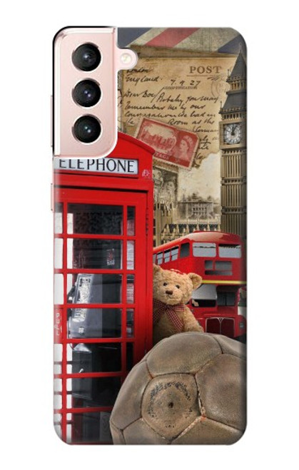 W3856 Vintage London British Hard Case and Leather Flip Case For Samsung Galaxy S21 5G