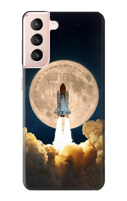 W3859 Bitcoin to the Moon Hard Case and Leather Flip Case For Samsung Galaxy S21 5G