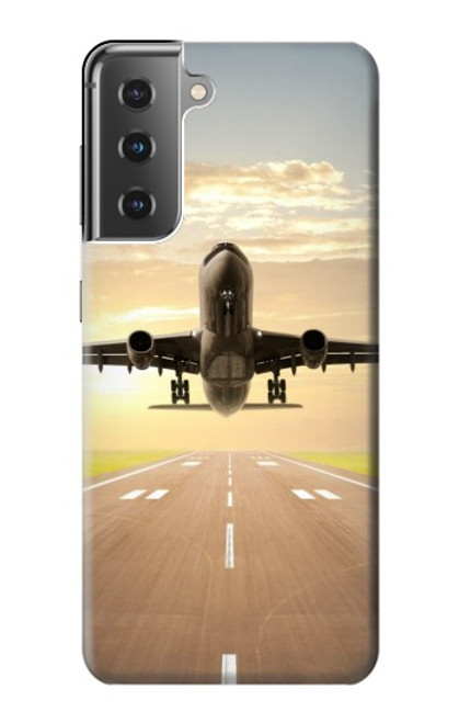 W3837 Airplane Take off Sunrise Hard Case and Leather Flip Case For Samsung Galaxy S21 Plus 5G, Galaxy S21+ 5G