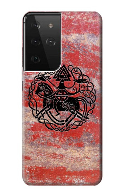 W3831 Viking Norse Ancient Symbol Hard Case and Leather Flip Case For Samsung Galaxy S21 Ultra 5G