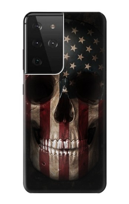 W3850 American Flag Skull Hard Case and Leather Flip Case For Samsung Galaxy S21 Ultra 5G