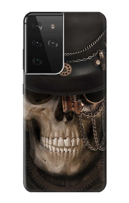 W3852 Steampunk Skull Hard Case and Leather Flip Case For Samsung Galaxy S21 Ultra 5G