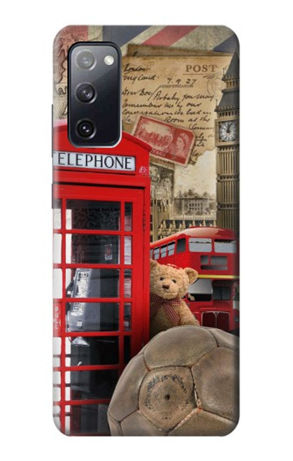 W3856 Vintage London British Hard Case and Leather Flip Case For Samsung Galaxy S20 FE