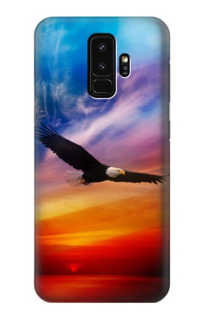 W3841 Bald Eagle Flying Colorful Sky Hard Case and Leather Flip Case For Samsung Galaxy S9 Plus