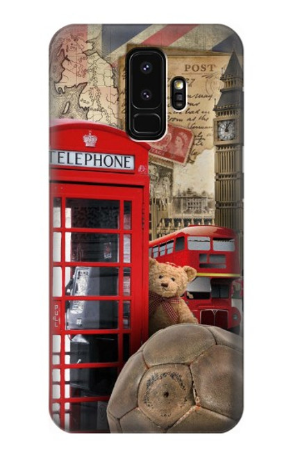 W3856 Vintage London British Hard Case and Leather Flip Case For Samsung Galaxy S9 Plus