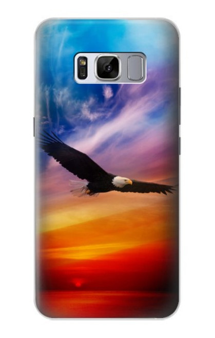 W3841 Bald Eagle Flying Colorful Sky Hard Case and Leather Flip Case For Samsung Galaxy S8