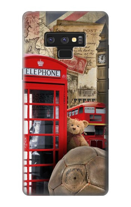 W3856 Vintage London British Hard Case and Leather Flip Case For Note 9 Samsung Galaxy Note9