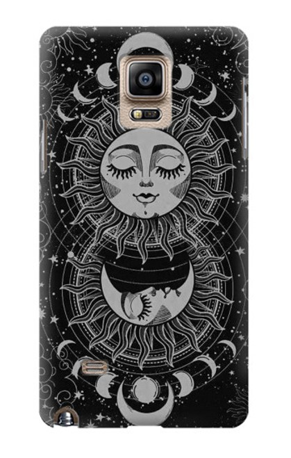 W3854 Mystical Sun Face Crescent Moon Hard Case and Leather Flip Case For Samsung Galaxy Note 4