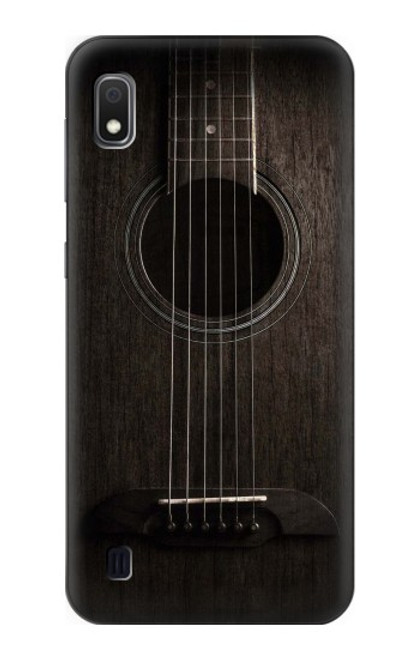 W3834 Old Woods Black Guitar Hard Case and Leather Flip Case For Samsung Galaxy A10