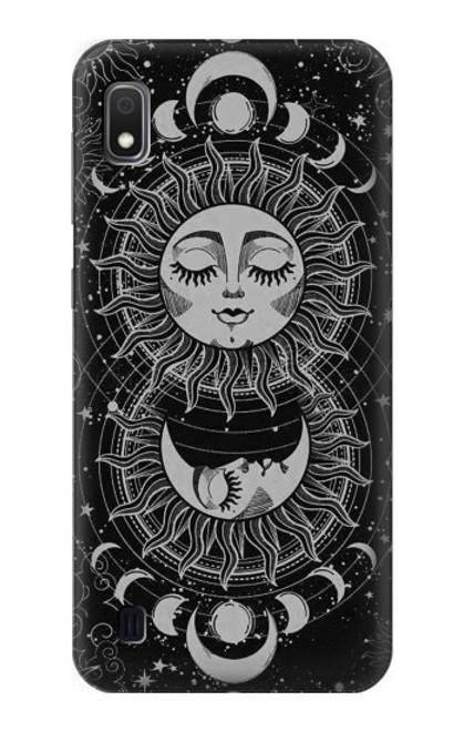 W3854 Mystical Sun Face Crescent Moon Hard Case and Leather Flip Case For Samsung Galaxy A10