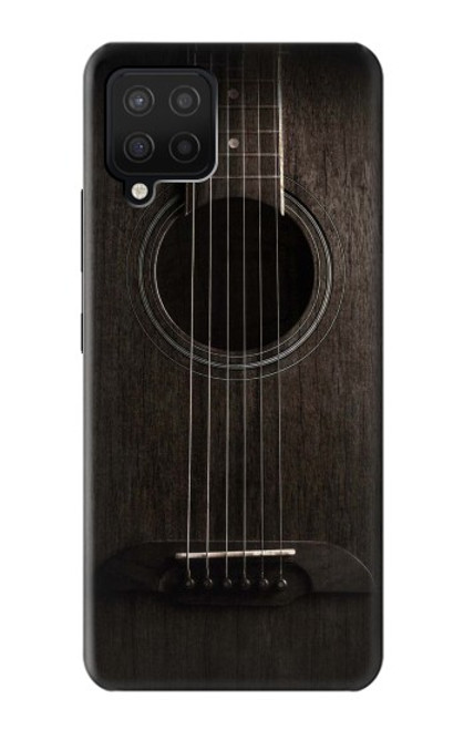 W3834 Old Woods Black Guitar Hard Case and Leather Flip Case For Samsung Galaxy A12