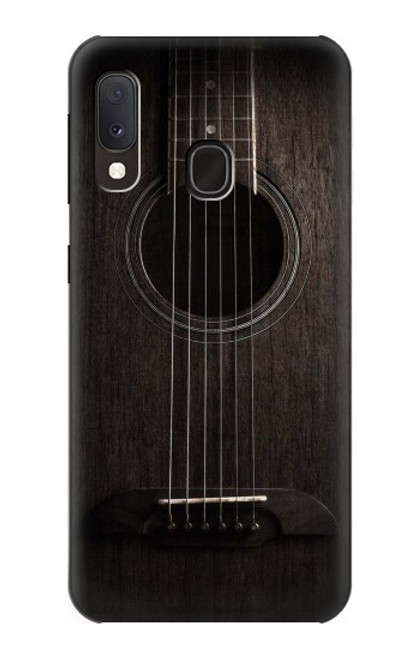 W3834 Old Woods Black Guitar Hard Case and Leather Flip Case For Samsung Galaxy A20e