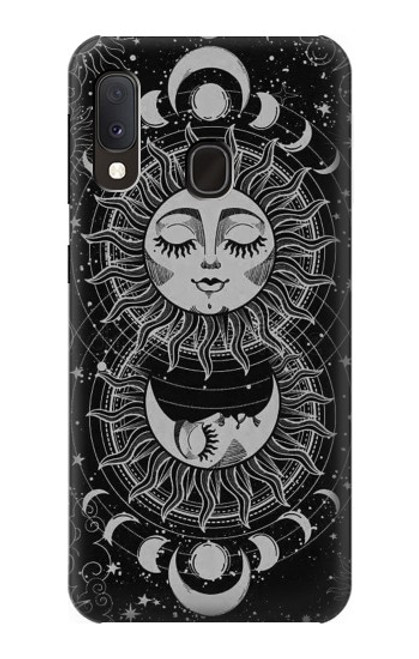 W3854 Mystical Sun Face Crescent Moon Hard Case and Leather Flip Case For Samsung Galaxy A20e