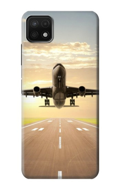 W3837 Airplane Take off Sunrise Hard Case and Leather Flip Case For Samsung Galaxy A22 5G