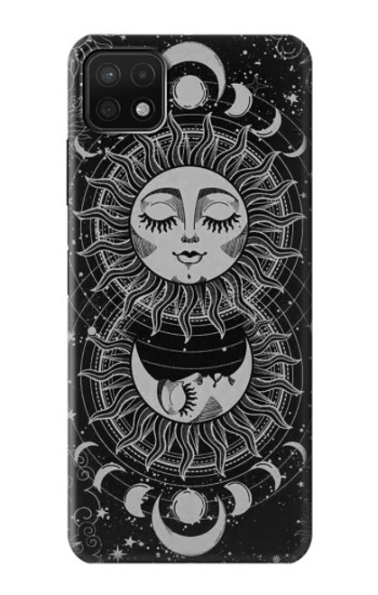 W3854 Mystical Sun Face Crescent Moon Hard Case and Leather Flip Case For Samsung Galaxy A22 5G