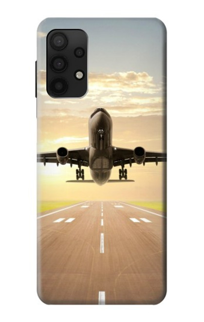 W3837 Airplane Take off Sunrise Hard Case and Leather Flip Case For Samsung Galaxy A32 4G