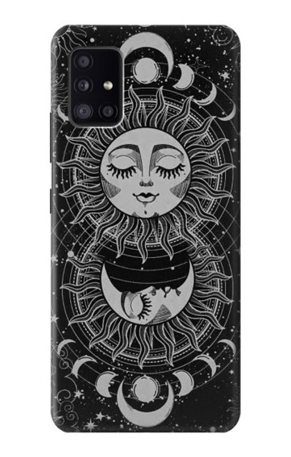 W3854 Mystical Sun Face Crescent Moon Hard Case and Leather Flip Case For Samsung Galaxy A41