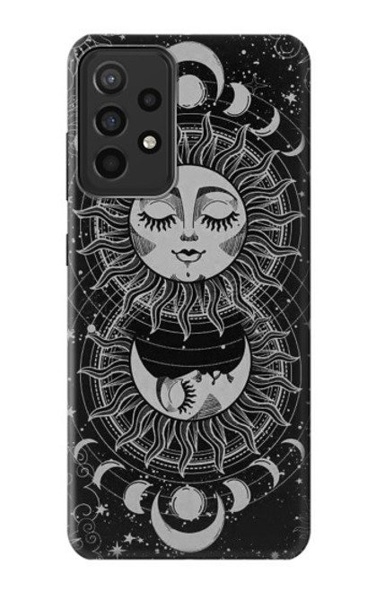 W3854 Mystical Sun Face Crescent Moon Hard Case and Leather Flip Case For Samsung Galaxy A52s 5G