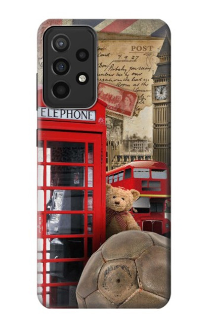 W3856 Vintage London British Hard Case and Leather Flip Case For Samsung Galaxy A52s 5G