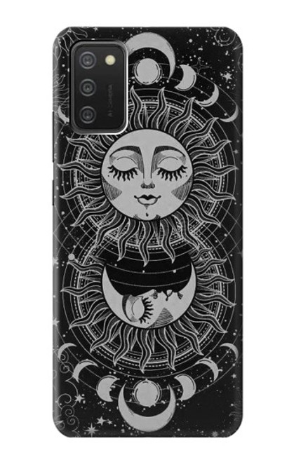 W3854 Mystical Sun Face Crescent Moon Hard Case and Leather Flip Case For Samsung Galaxy A03S