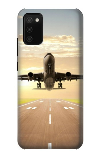 W3837 Airplane Take off Sunrise Hard Case and Leather Flip Case For Samsung Galaxy A02s, Galaxy M02s  (NOT FIT with Galaxy A02s Verizon SM-A025V)