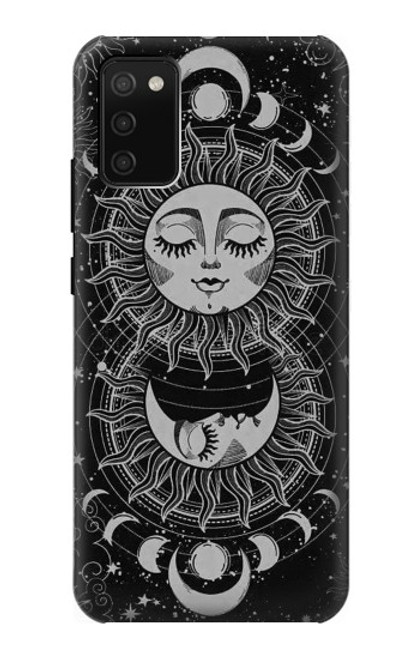 W3854 Mystical Sun Face Crescent Moon Hard Case and Leather Flip Case For Samsung Galaxy A02s, Galaxy M02s  (NOT FIT with Galaxy A02s Verizon SM-A025V)