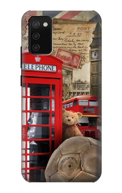 W3856 Vintage London British Hard Case and Leather Flip Case For Samsung Galaxy A02s, Galaxy M02s  (NOT FIT with Galaxy A02s Verizon SM-A025V)