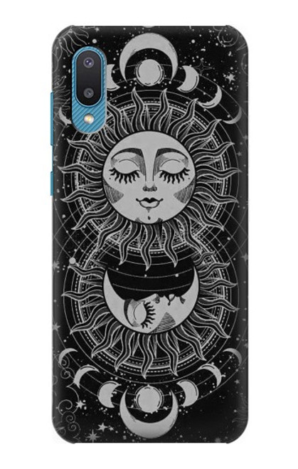 W3854 Mystical Sun Face Crescent Moon Hard Case and Leather Flip Case For Samsung Galaxy A04, Galaxy A02, M02