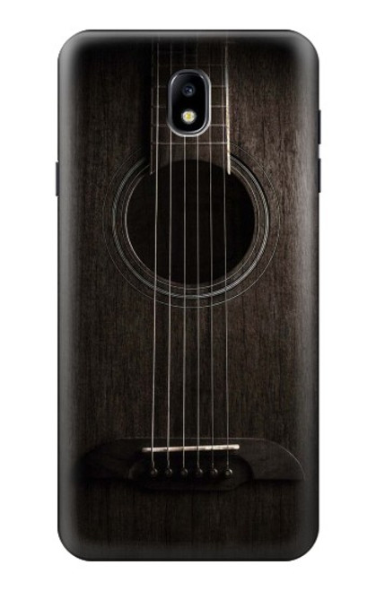 W3834 Old Woods Black Guitar Hard Case and Leather Flip Case For Samsung Galaxy J7 (2018), J7 Aero, J7 Top, J7 Aura, J7 Crown, J7 Refine, J7 Eon, J7 V 2nd Gen, J7 Star