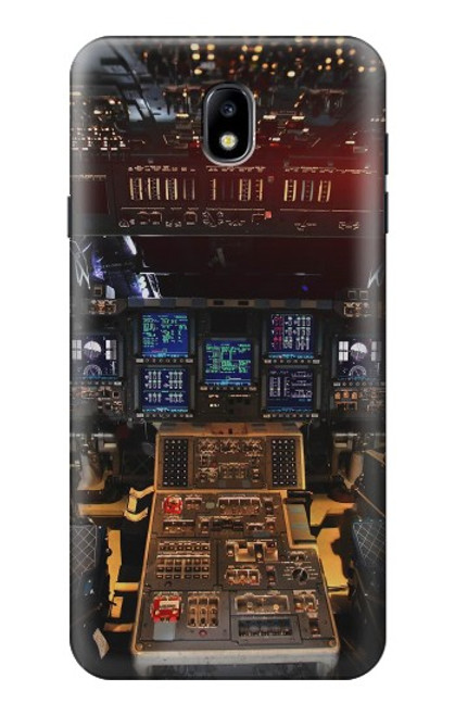 W3836 Airplane Cockpit Hard Case and Leather Flip Case For Samsung Galaxy J7 (2018), J7 Aero, J7 Top, J7 Aura, J7 Crown, J7 Refine, J7 Eon, J7 V 2nd Gen, J7 Star