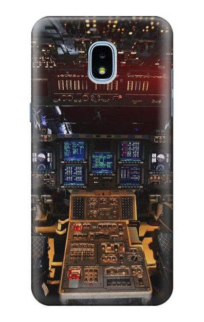 W3836 Airplane Cockpit Hard Case and Leather Flip Case For Samsung Galaxy J3 (2018), J3 Star, J3 V 3rd Gen, J3 Orbit, J3 Achieve, Express Prime 3, Amp Prime 3