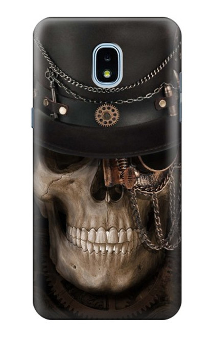 W3852 Steampunk Skull Hard Case and Leather Flip Case For Samsung Galaxy J3 (2018), J3 Star, J3 V 3rd Gen, J3 Orbit, J3 Achieve, Express Prime 3, Amp Prime 3