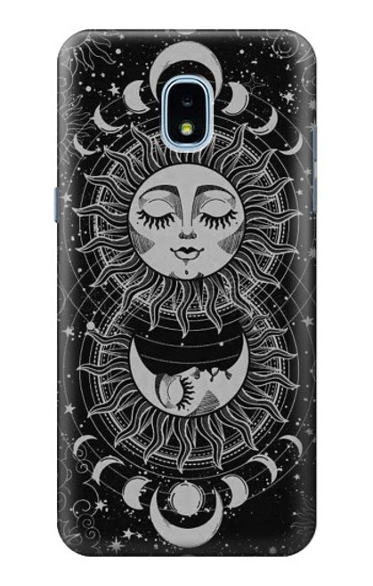 W3854 Mystical Sun Face Crescent Moon Hard Case and Leather Flip Case For Samsung Galaxy J3 (2018), J3 Star, J3 V 3rd Gen, J3 Orbit, J3 Achieve, Express Prime 3, Amp Prime 3