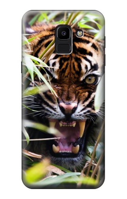 W3838 Barking Bengal Tiger Hard Case and Leather Flip Case For Samsung Galaxy J6 (2018)