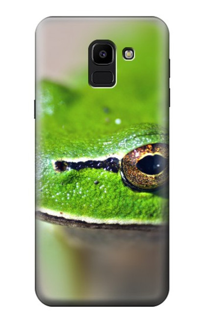 W3845 Green frog Hard Case and Leather Flip Case For Samsung Galaxy J6 (2018)
