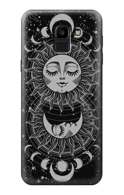W3854 Mystical Sun Face Crescent Moon Hard Case and Leather Flip Case For Samsung Galaxy J6 (2018)