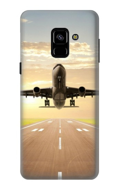 W3837 Airplane Take off Sunrise Hard Case and Leather Flip Case For Samsung Galaxy A8 (2018)