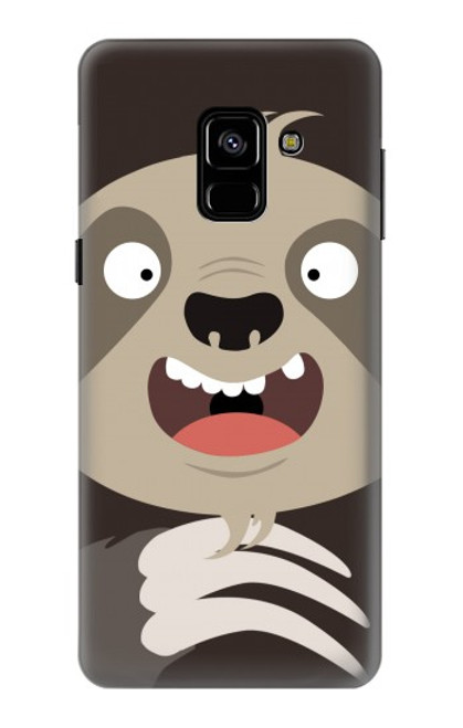 W3855 Sloth Face Cartoon Hard Case and Leather Flip Case For Samsung Galaxy A8 (2018)