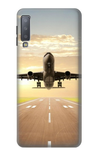 W3837 Airplane Take off Sunrise Hard Case and Leather Flip Case For Samsung Galaxy A7 (2018)