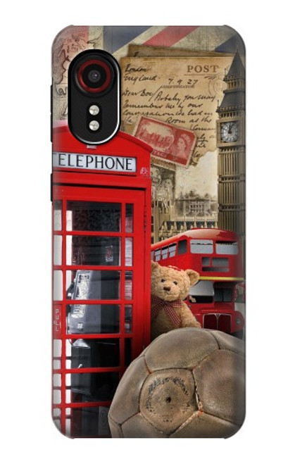 W3856 Vintage London British Hard Case and Leather Flip Case For Samsung Galaxy Xcover 5