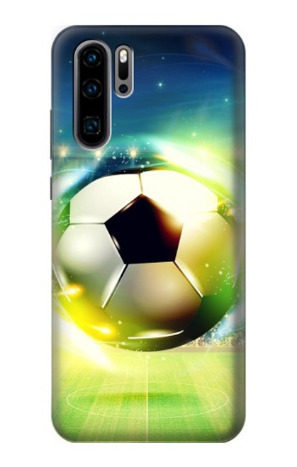 W3844 Glowing Football Soccer Ball Hard Case and Leather Flip Case For Huawei P30 Pro