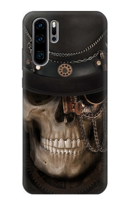 W3852 Steampunk Skull Hard Case and Leather Flip Case For Huawei P30 Pro